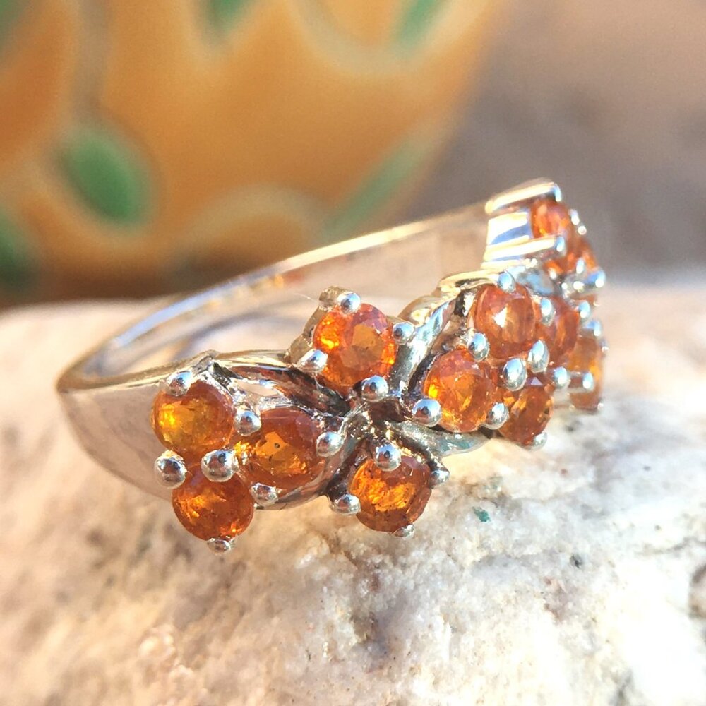 Genuine Orange Kyanite .925 Ring Genuine Gemstones Sterling Silver Rare